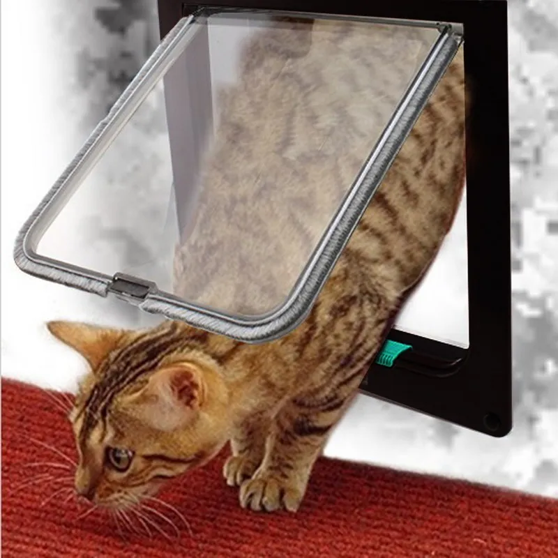 Porta a patta di sicurezza per porta a forma di gattino per cani con serratura a 4 vie porta in plastica ABS S/M/L porta per animali domestici per animali domestici