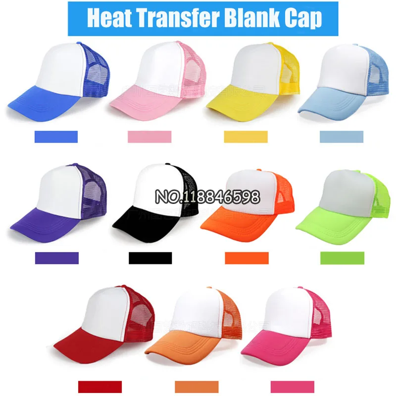 White Plate Hat Custom Logo Heat Transfer Printing Blank Cap Hand Painted Sunshade 5pcs/lot