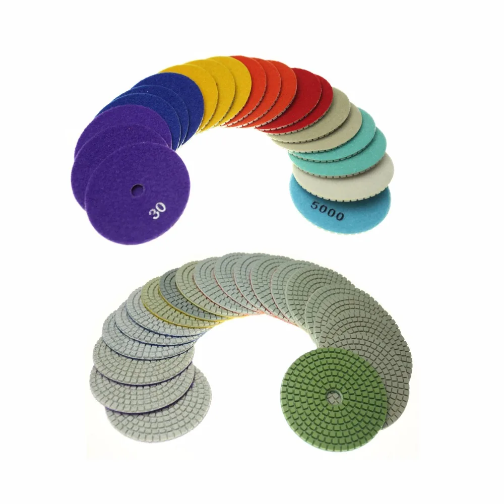 20 pieces P30 to P5000 Dia. 100mm Diamond Wet Flexible Polishing Pad for Marble Stone Ceramic Tiles