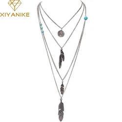 New Brand Fashion Boho  Multilayer Feathers Bijoux Charm Necklaces Beads Maxi Necklace Jewelry N60