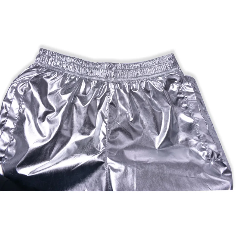 Fashion Men Shiny Metallic Shorts Night Club Dancing Wear Sexy Shorts Plus size 8XL Summer Motorcycle Metallic Short Pants X9097