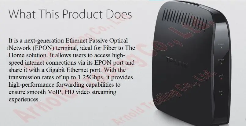 TP-Link EPON Terminal Fiber access IEEE 802.3/u/ab/ah fiber optic modem 1.25Gbps SC/PC EPON Port to 1000Mbps Gigabit RJ45 Port