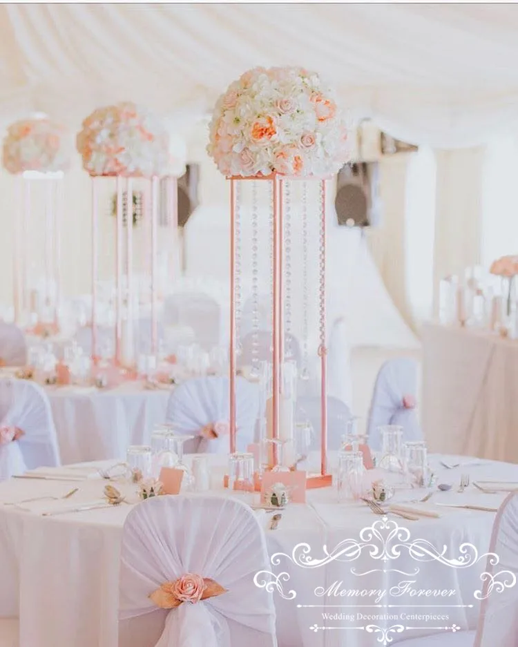 

10PCS Flower Vase Gold Column Stand Metal Road Lead Wedding Centerpiece Flower Rack For Event Party Decoration