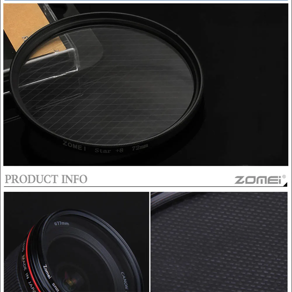 Nowy Zomei 52/55/58/62/67/72/77/82mm filtr gwiazdkowy 4/6/8 punkt krzyż gwiazda-efekt gwiazda obiektyw filtr do aparatów Canon Sony Nikon firmy