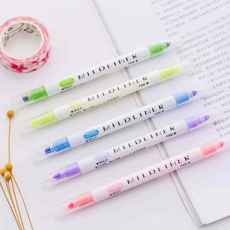 

Korean Colored Double-headed Highlighter Student's Reading Key Line Marker Pen 12 Color Optional For School Office Stationery