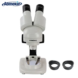 AOMEKIE 20X Binocular Stereo Microscope Top LED HD Image PCB Solder Phone Repair Specimen Mineral Watching Tool with Eyecups