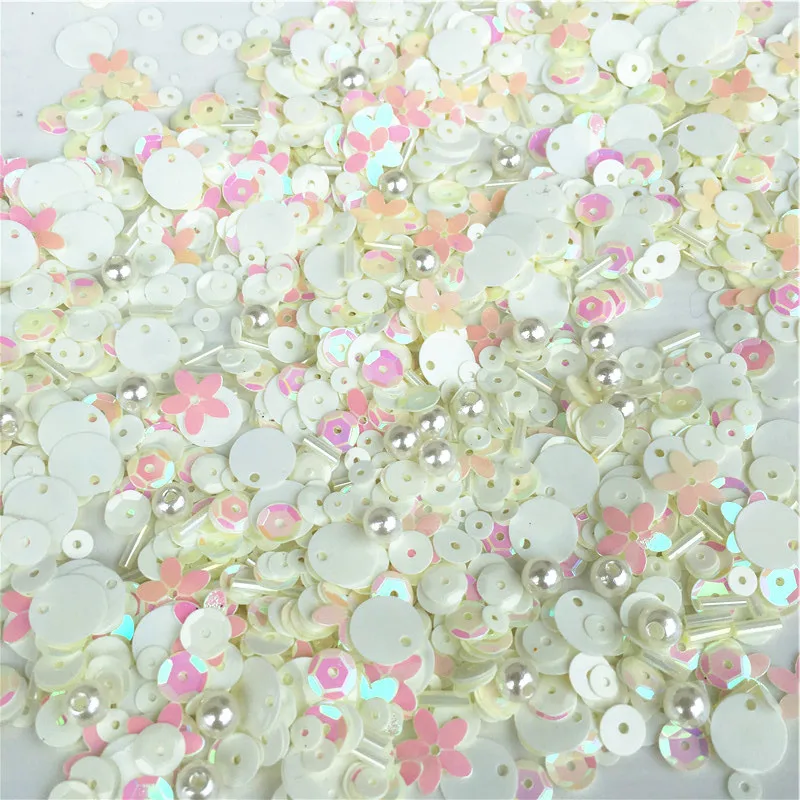 10g Hugely Popular Multi Size Mix Flat Cup Round Oval pvc loose sequins Glass Beads Bugles Sewing Craft Kids intelligence Gifts