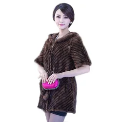 New Fashion Real Genuine Fur Natural Knitted Mink Coat Women Outerwear Coats Jackets Winter Knitting Clothes Parka