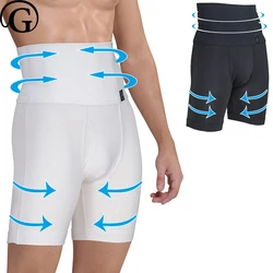 Homens corpo shaper emagrecimento cintura trainer boxers queimador de barriga algodão roupa interior controle calcinha