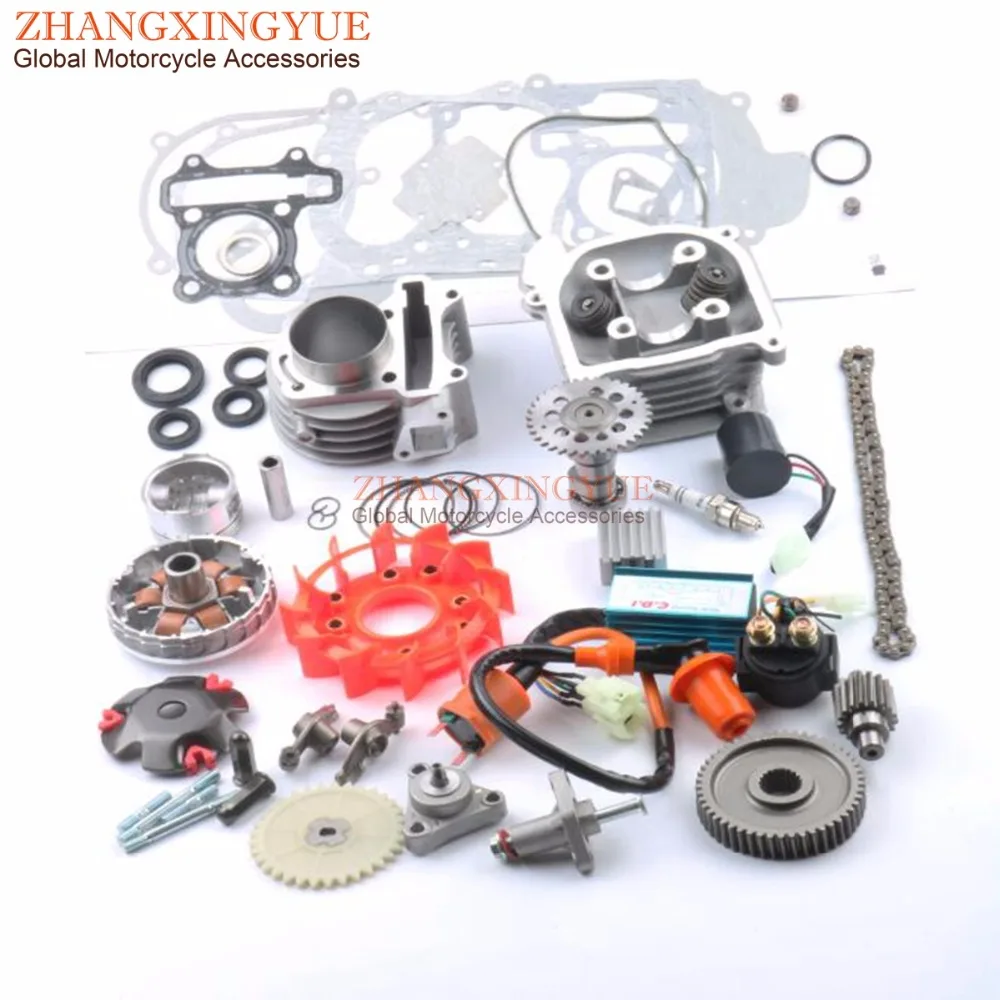 52mm Big Bore Performance Kit & A9 Cam & AC CDI & Fan for Chinese GY6 50cc Upgrade 105cc 139QMB Scooter 4T