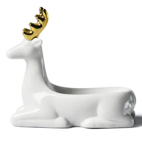 Nordic Ceramic Deer Painted Gold Soap Dish Giraffe Soap Box Crafts Room Wedding Home Decor Porcelain Animal Figurine Gift LF301