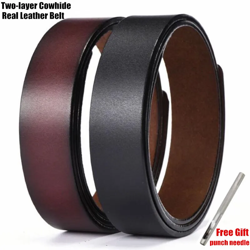 

3.5cm Top Classical Men Genuine Leather Belts,100% Two-layer Cowhide Pin Hole Belt Straps,No Belt Buckle,Free Gift Punching Tool