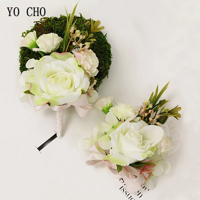 Yo cho broche de flores artificiais, branco, retrô, estilo rústico, acessórios de decoração para casamento, damas de honra