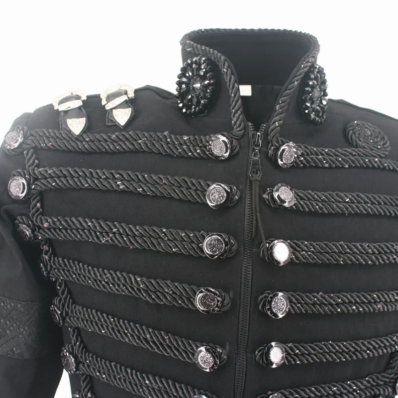 Rare MJ Michael Jackson England Style Retro Black Militray Jacket Handmade Punk Men Outerwear Tailor Made High Quality