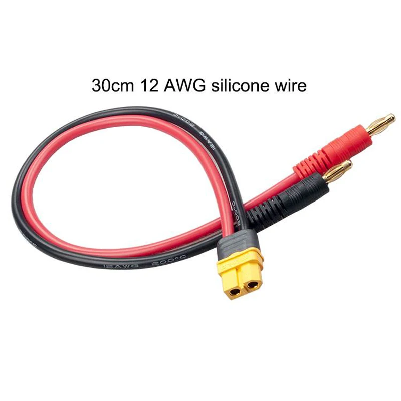 2pcs/lot 30cm Adapter Line Charge XT60 to 4.0mm Banana Plug 12AWG Cable Connector for RC Helicopter Quadcopter Lipo Battery