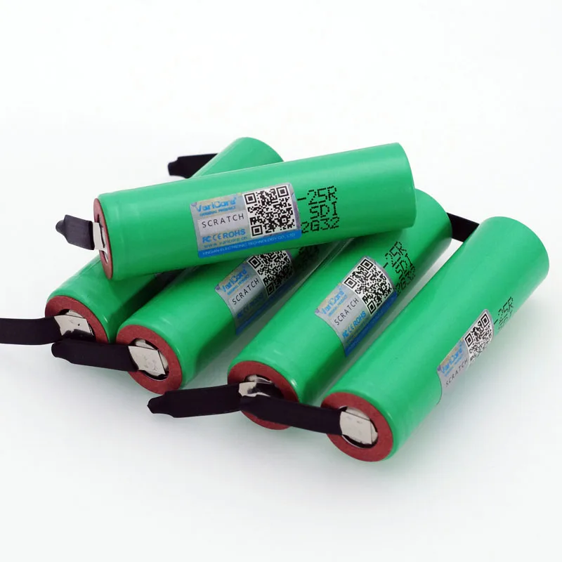 

VariCore 100% New Brand 18650 2500mAh Rechargeable battery 3.6V INR18650 25R 20A discharge + DIY Nickel