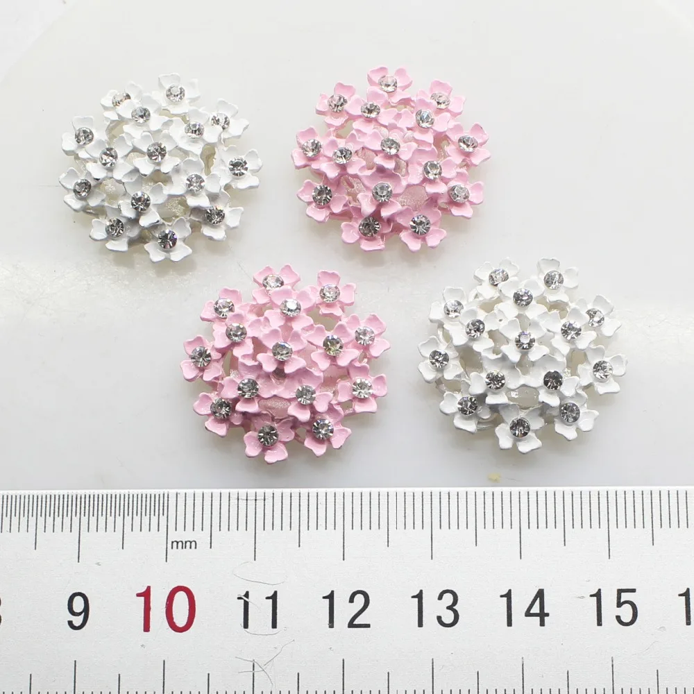 10pcs/LOT 25MM Alloy Button Two Color Special shiny Rhinestone diamond button Wedding Decorative Girl Jewelry Diy hiar accessory