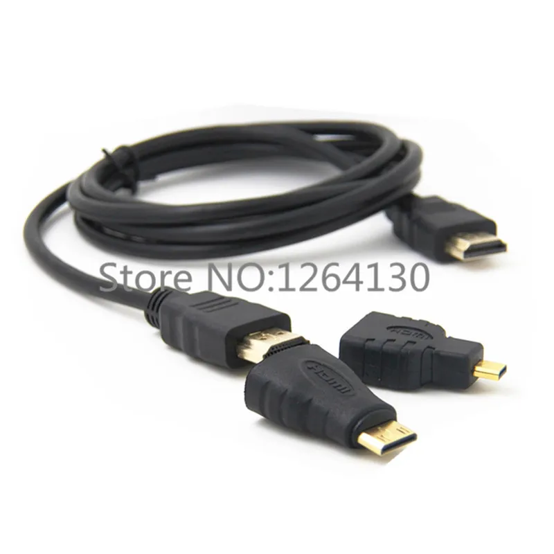 3 in 1 HDTV-compatible to Mini  Micro HDTV Cable V1.4 Gold-plating Adapter Converter for Xbox 360 HDTV 1080P 1M/1.5M/3M/5M/10M