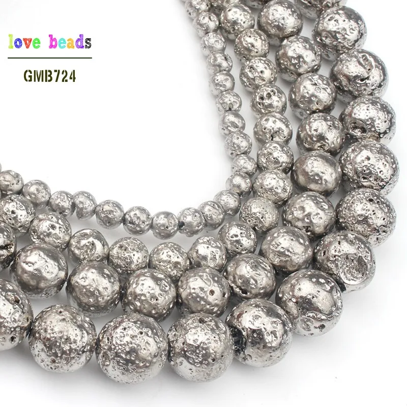 Natural Stone White Lava Round Loose Beads 4mm 6mm 8mm 10mm DIY Necklace Bracelet Jewelry Making Accessories