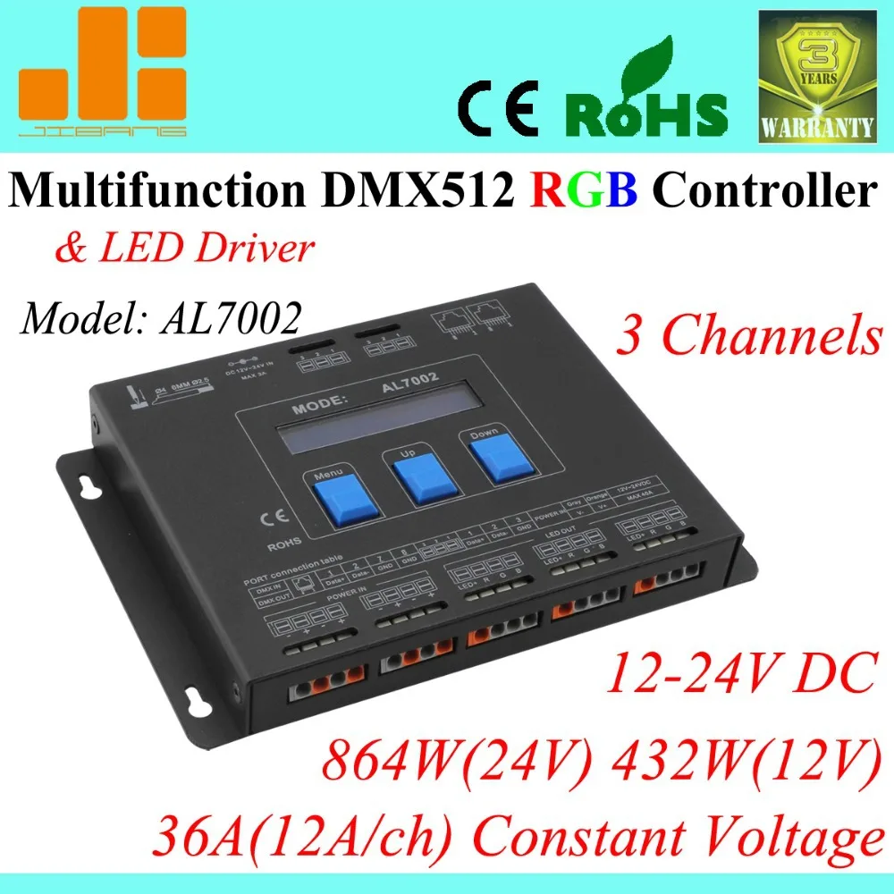 Free shipping Multifunctional RGB Controller / DMX led driver / DMX Controller master, 3 Channels AL7002