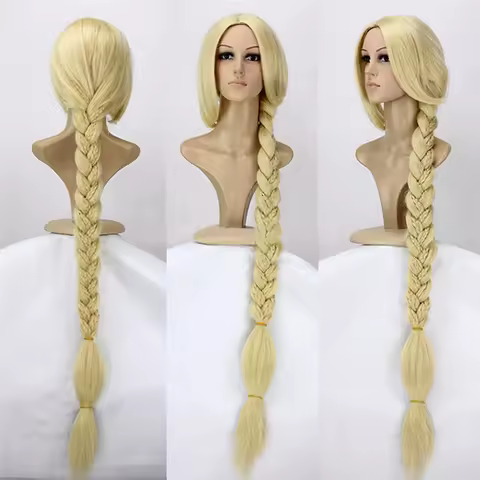 Tangled Princess 120cm 47" Straight Blonde Super Long Cosplay Wig Rapunzel Synthetic Hair Anime Wig + Wig Cap