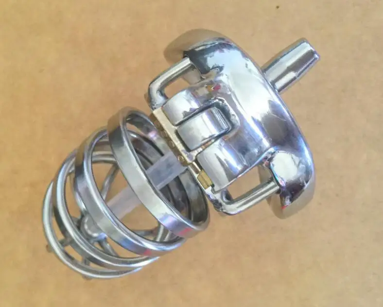 Latest Dormant Lock Design Large Male Stainless Steel Cock Penis Cage Wit Silicone Catheter Chastity Belt Ring BDSM Sex Toy A276