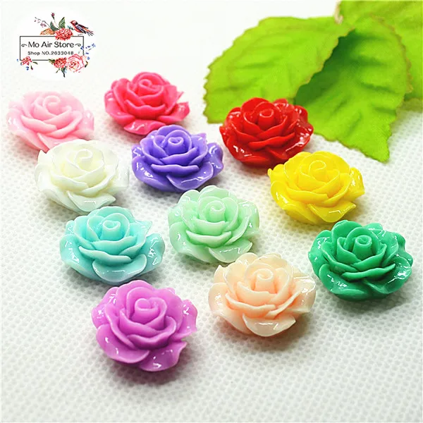 50pcs 20mm Multicolor camellia resin Flatback Cabochon DIY jewelry/phone decoration No Hole