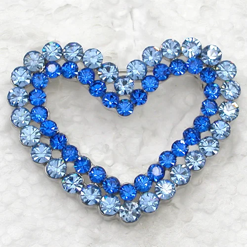 Spille a forma di cuore con strass blu C139 B