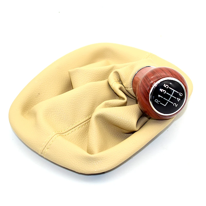 Chromed 5-Speed 6-Speed MT Gear Shift Knob with PU Leather Gator Boot Cover for Volkswagen VW Passat B5 B5.5 98-04 Shifter Lever