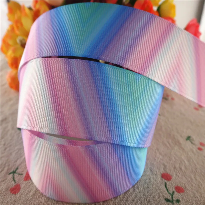 18041904, 1"25mm, 1.5"38mm, 10 Yards/Lot Regenbogen-bedruckte Ripsbänder Geschenkverpackung DIY Handarbeitsmaterialien – Detail 4