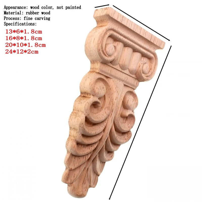 RUNBAZEF Flower Carving Natural Wood Appliques For Furniture Cabinet Unpainted Wooden Mouldings Decal Decorative Figurines Craft