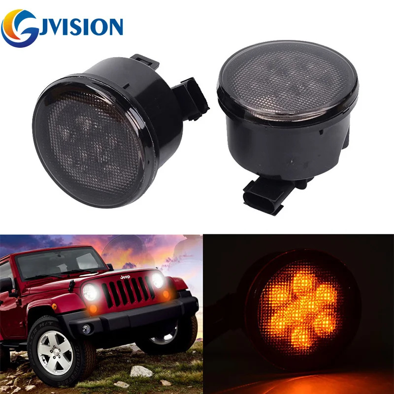 

LED Light Front Fender Flares Turn Signal Light For Jeep Wrangler JK Smoke Yellow Amber Light lamp