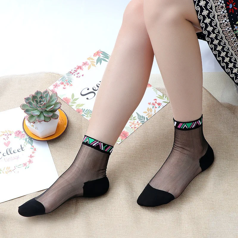 Sexy Lace Mesh silk Fishnet Socks Fiber Transparent Stretch Elasticity Ankle Net Yarn Thin Women Cool Socks 1pair=2pcs TMD02