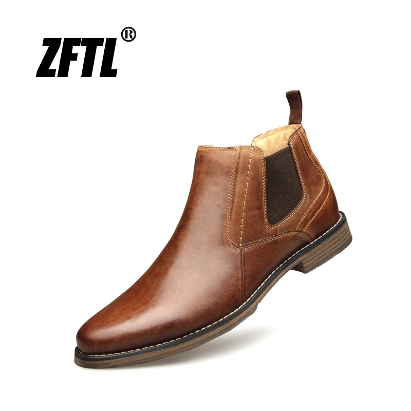 ZFTL New Men Chelsea Boots Handmade shoes Cow Leather Big size Men Ankle Boots Slip-on man Casual boots male boots  2023