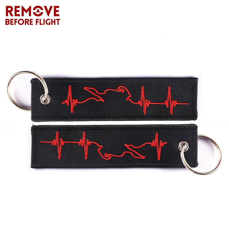 Biker Heartbeat Chain Keychain Fashion Chaveiro Para Moto Jewelry Embroidery Key ring for Car Motorcycle Key Chains 3pcs/lot