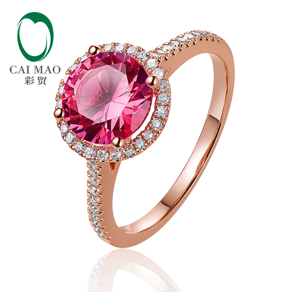 

Caimao Jewelry 14kt Rose Gold 2.31ct Pink Topaz and 0.24ct Natural Diamond Engagement Ring