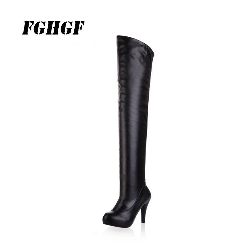 

Package mail Autumn and winter Waterproof Taiwan Ultra high heel boots for women Casual over-the-knee boots Big size: 40-46