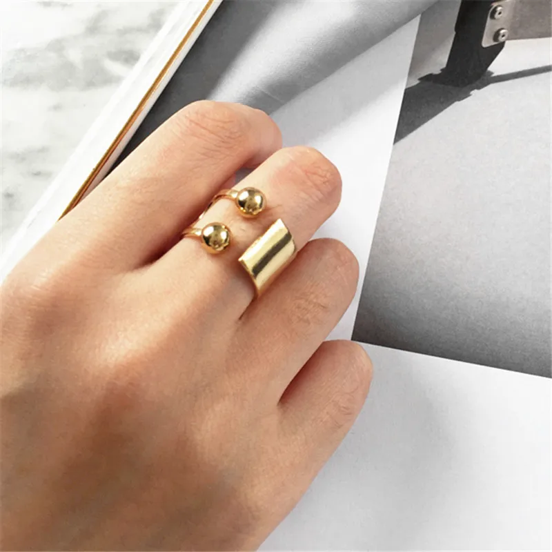 Minimalist temperament female students personality round bead metal polishing smooth delicate ring ring Delicate ring Jewelry