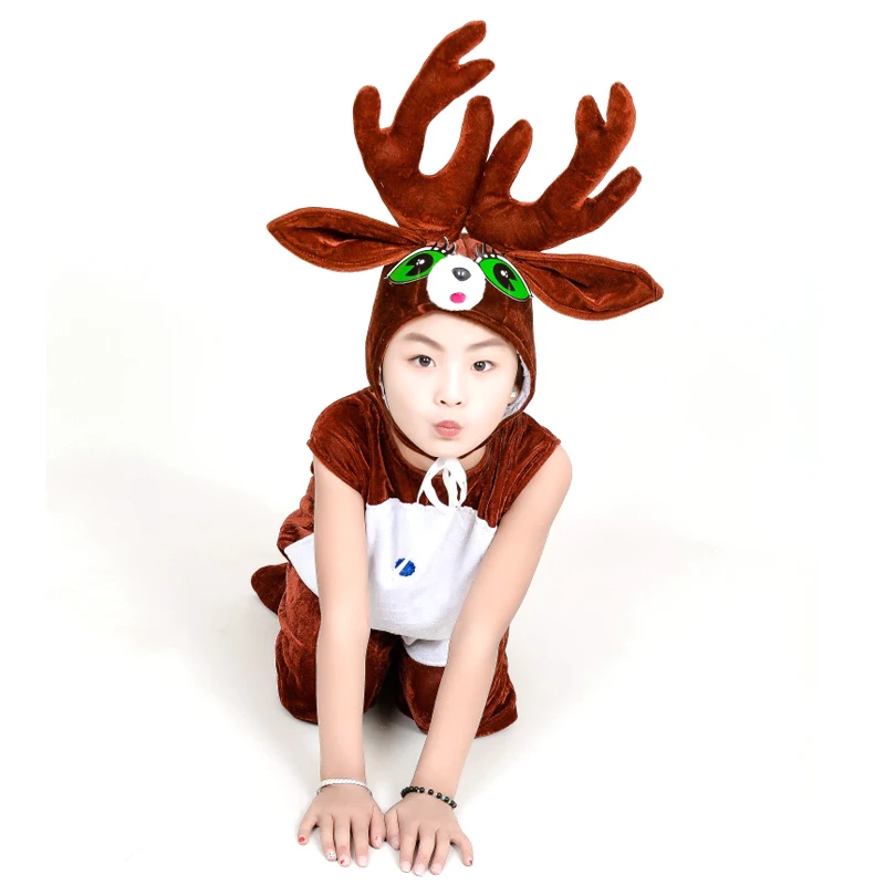 Kids Reindeer Costume Christmas Little Elk Cosplay Animal Fancy Dress Jumpsuit with Headwear Toddlers Children Carnival Costumes image 4