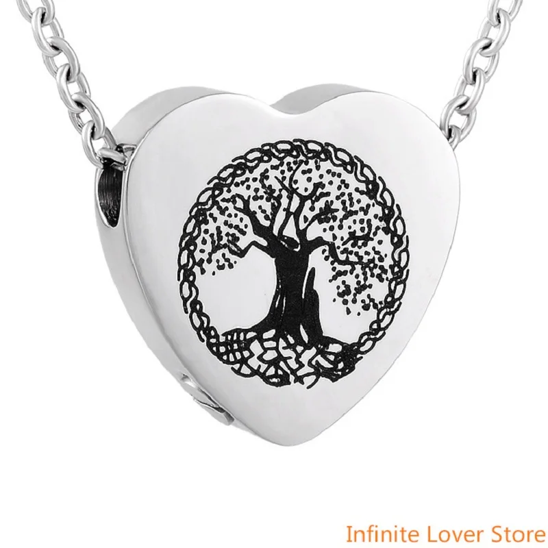 IJD9813 Love Walk Tree of Life Stainless Steel Ashes Keepsake Urn Necklace Cremation Jewelry Memorial Pendant Family Tree