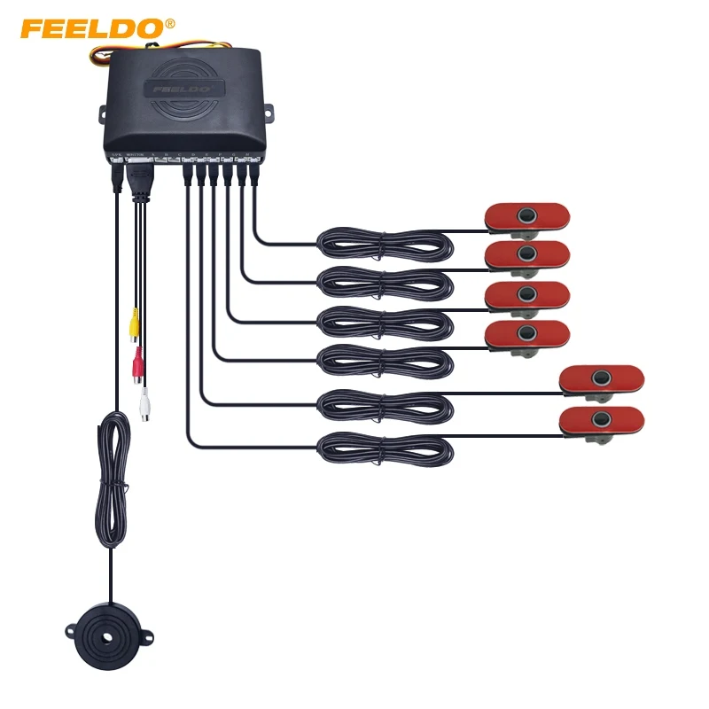 

FEELDO 1Set Car Original Style 6-Sensor Video Rearview Visual Parking Sensor Backup Radar System 3-Color #FD-2934