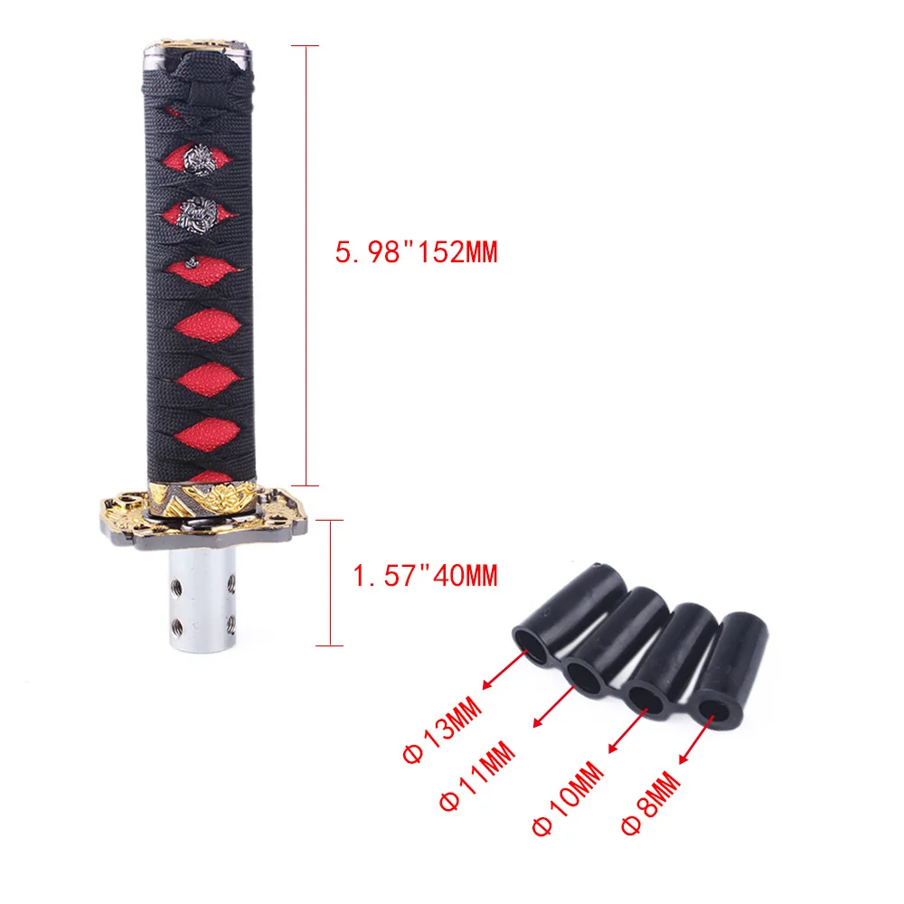 Fashion Design 15CM Samurai Sword Shift Knob Shifter Katana With Adapters Fits Most Vehicles RS-SFN025-15