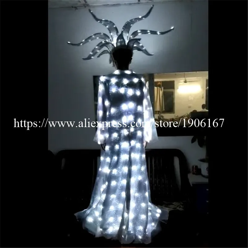 Newest Led Luminous Growing Light Costume Dancing Dress Singer Wear For Club Party Bar Halloween Christmas Masquerade Clothes