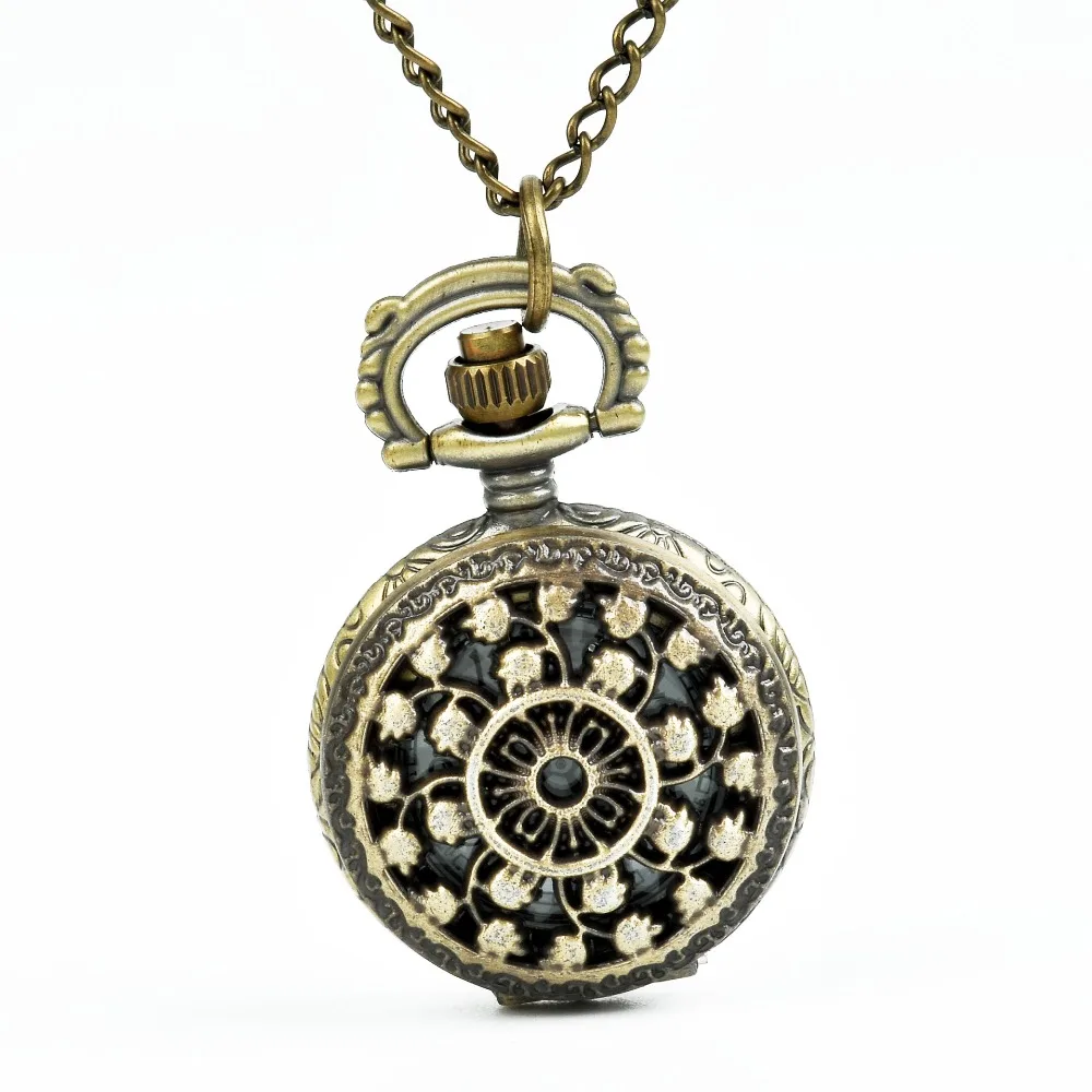 

Vintage Gold Palace Pocket Watches Shine Cute Necklace Girls Antique Flower Watch Best Gift