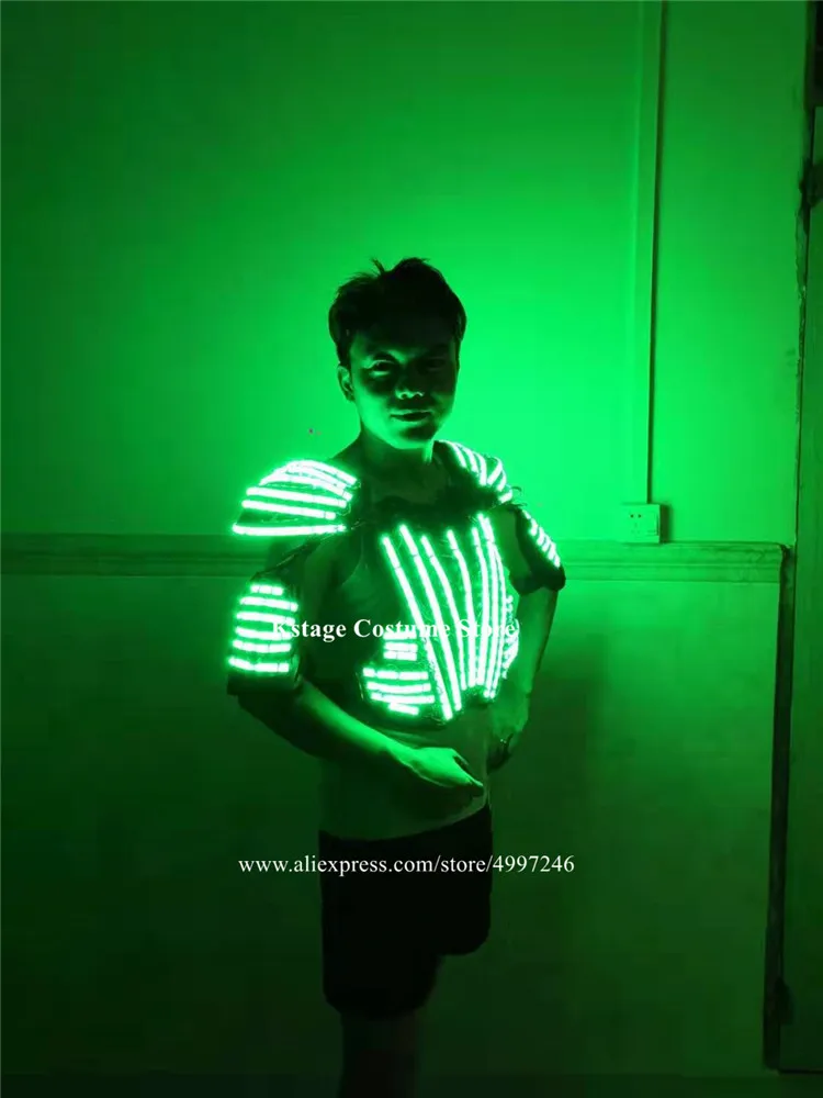 RE67 DJ led light robot men suit stage costumes RGB colorful lighted armor outfits glowing led vest men clothing led light props