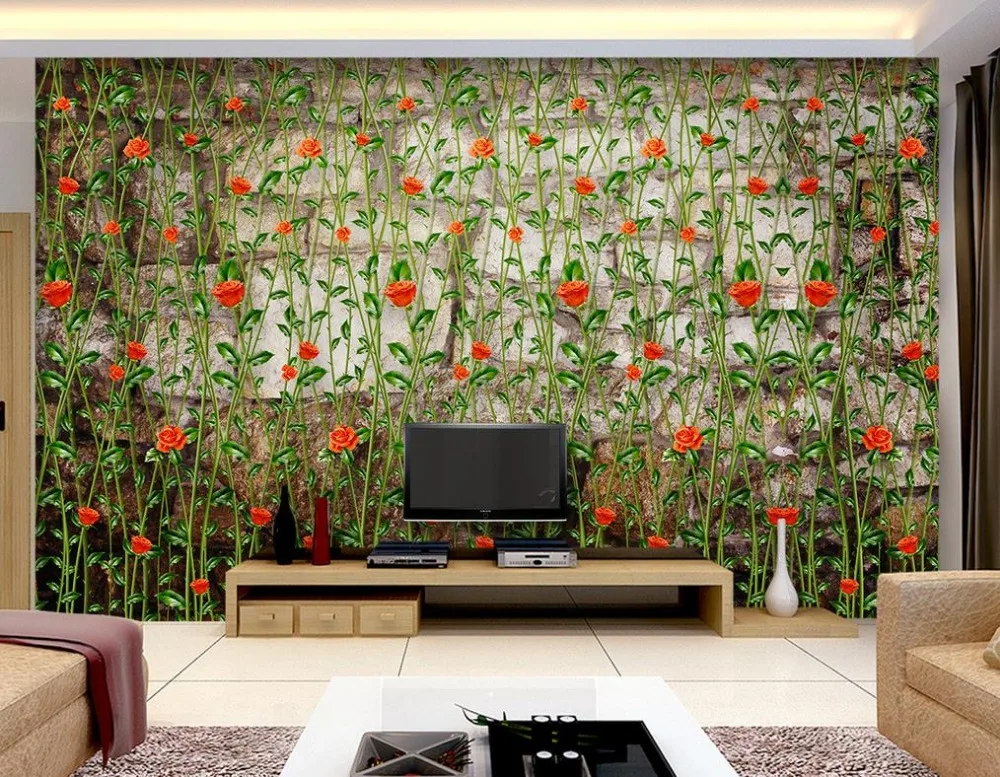 

Retro wall surface flower idyllic 3d murals wallpaper for living room photo wallpaper for walls Home Decoration