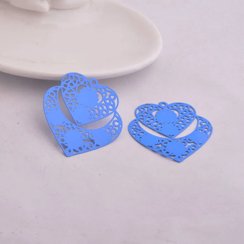 30 Stück AA3791 38*42mm Große Herz-Charms mit Prägung aus Messing Metallherzen Schmuckzubehör – Detail 8