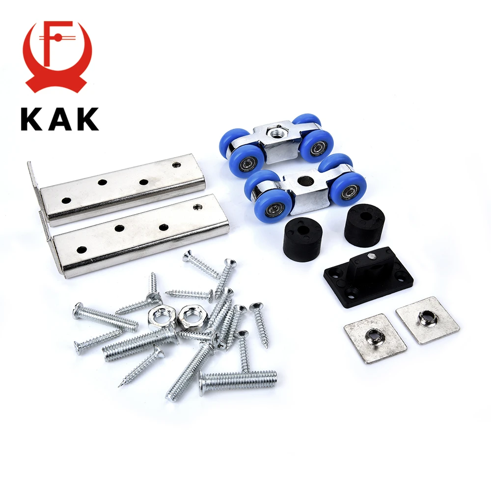 KAK Aluminum Alloy Sliding Door Rollers 50KG Bedroom Wood Door Hanging Wheels Meeting Room Wardrobe Door Roller Furniture Wheels