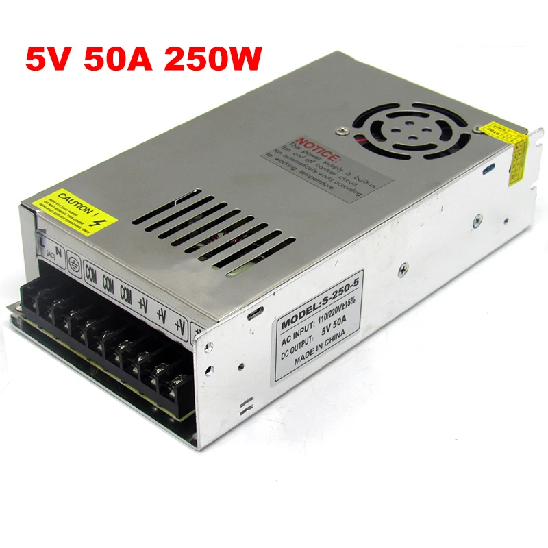 

5V 250W Driver Switching Mode LED Power Supply 5V 50A 250W LED Driver,Aluminum 110V 220 to 5v lighting transformer for led light