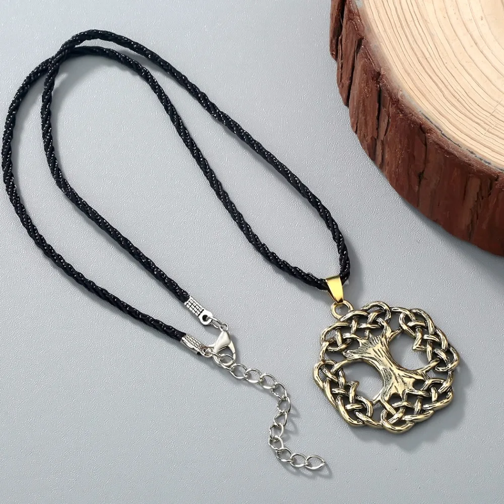 Kinitial Vintage Tree of Life Necklace Ash World Tree Pendants Necklaces Viking Scandinavian Pendant Bronze Jewelry